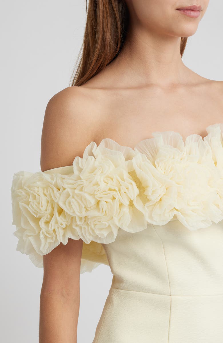 Sonya Moda Nahla Rosette Off the Shoulder Cocktail Minidress, Alternate, color, Butter Yellow