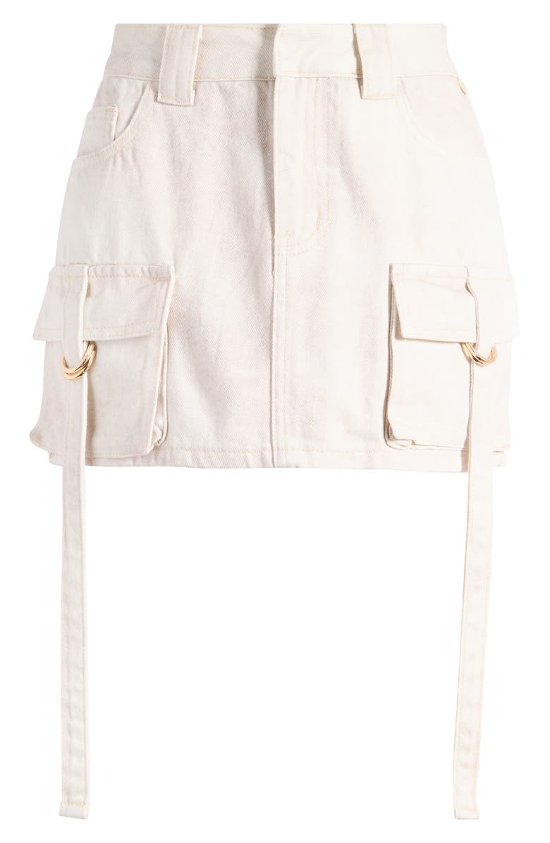 Mistress Rocks Worn Denim Cargo Minidress, Alternate, color, White