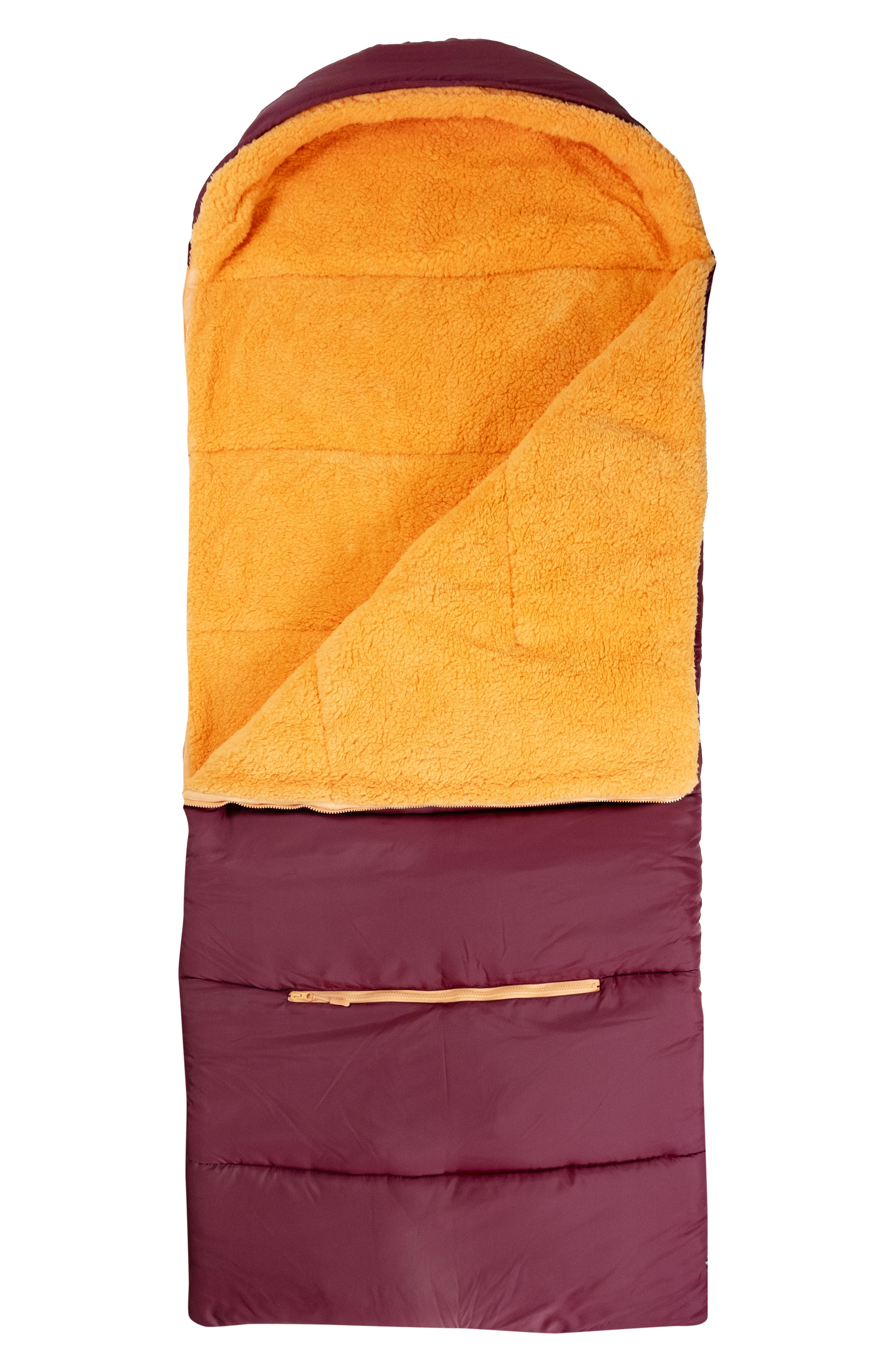 Kids' Sleep-n-Pack Faux Shearling Lined Sleeping Bag Backpack, Alternate, color, WINTERBERRY