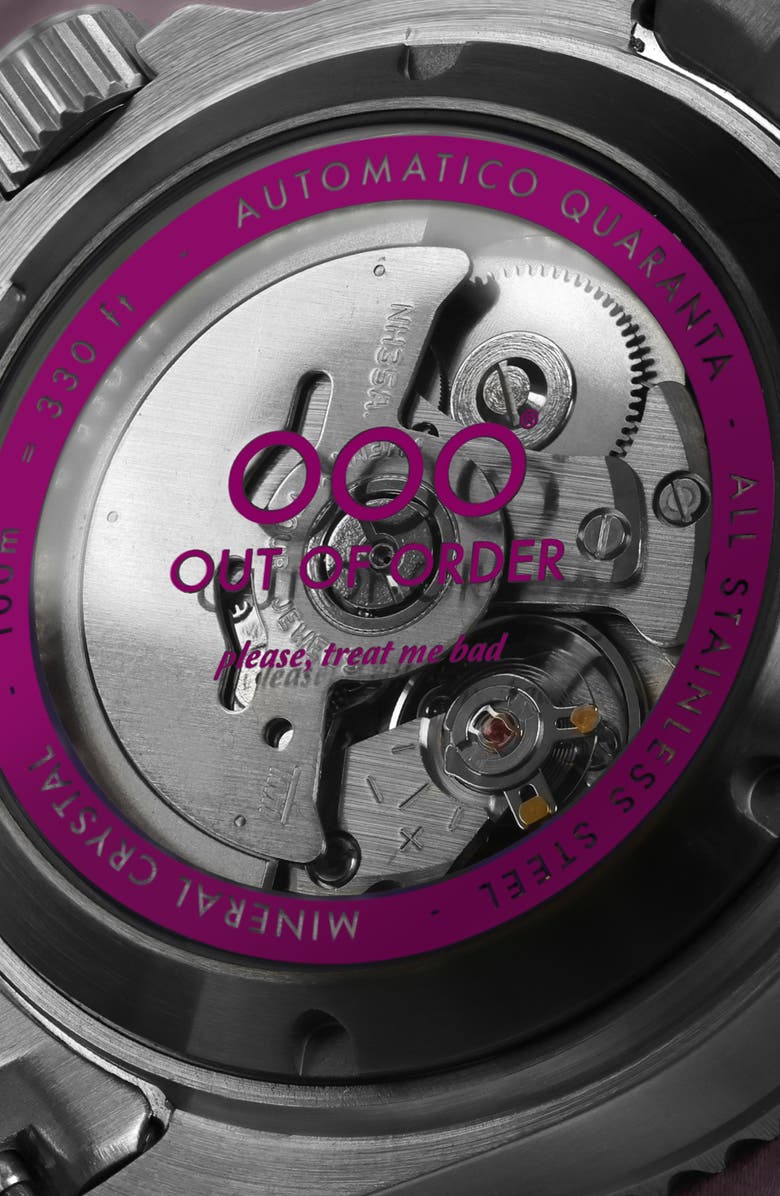 OUT OF ORDER Quaranta Bracelet Watch, 40mm, Alternate, color, Fuchsia
