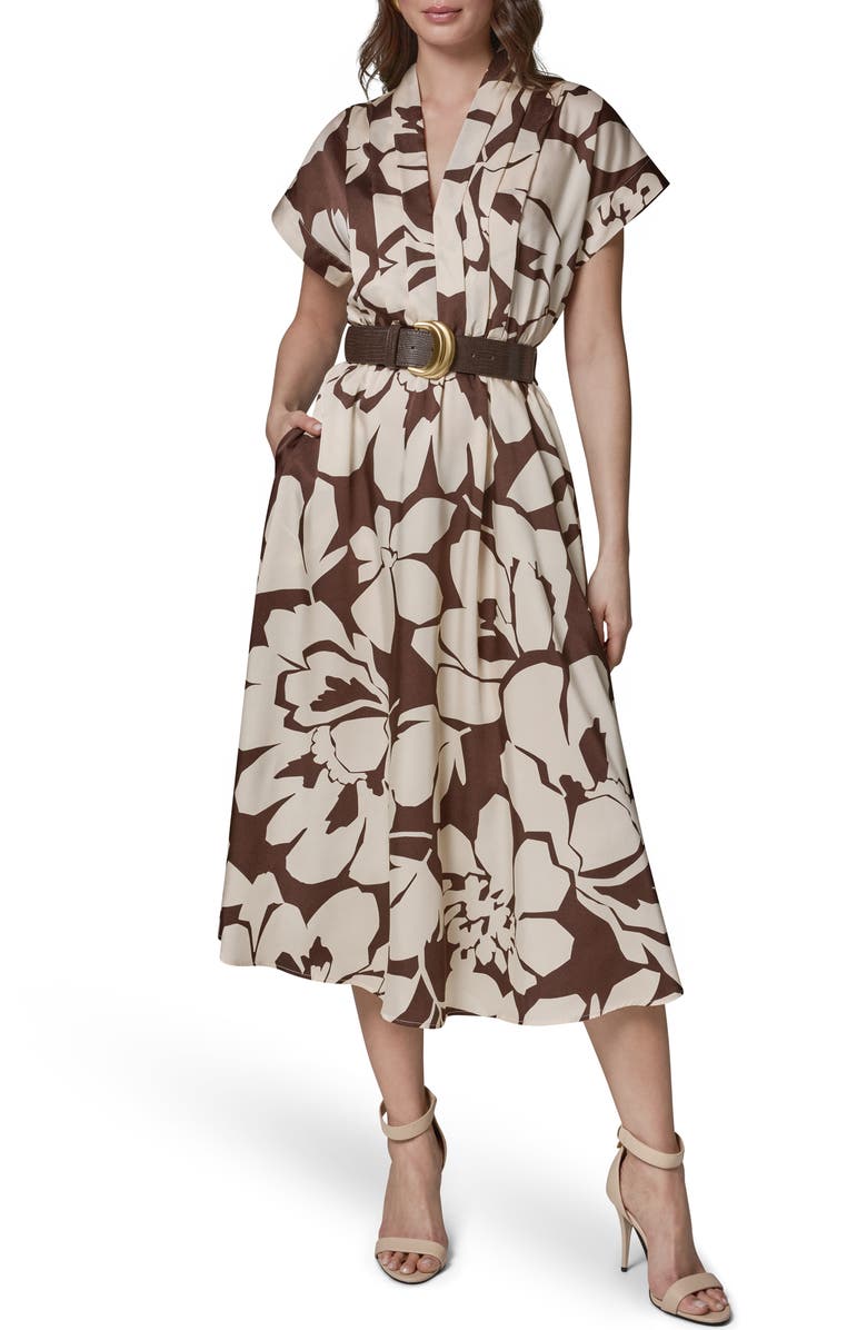 Donna Karan New York Belted Midi Dress, Alternate, color, Canyon