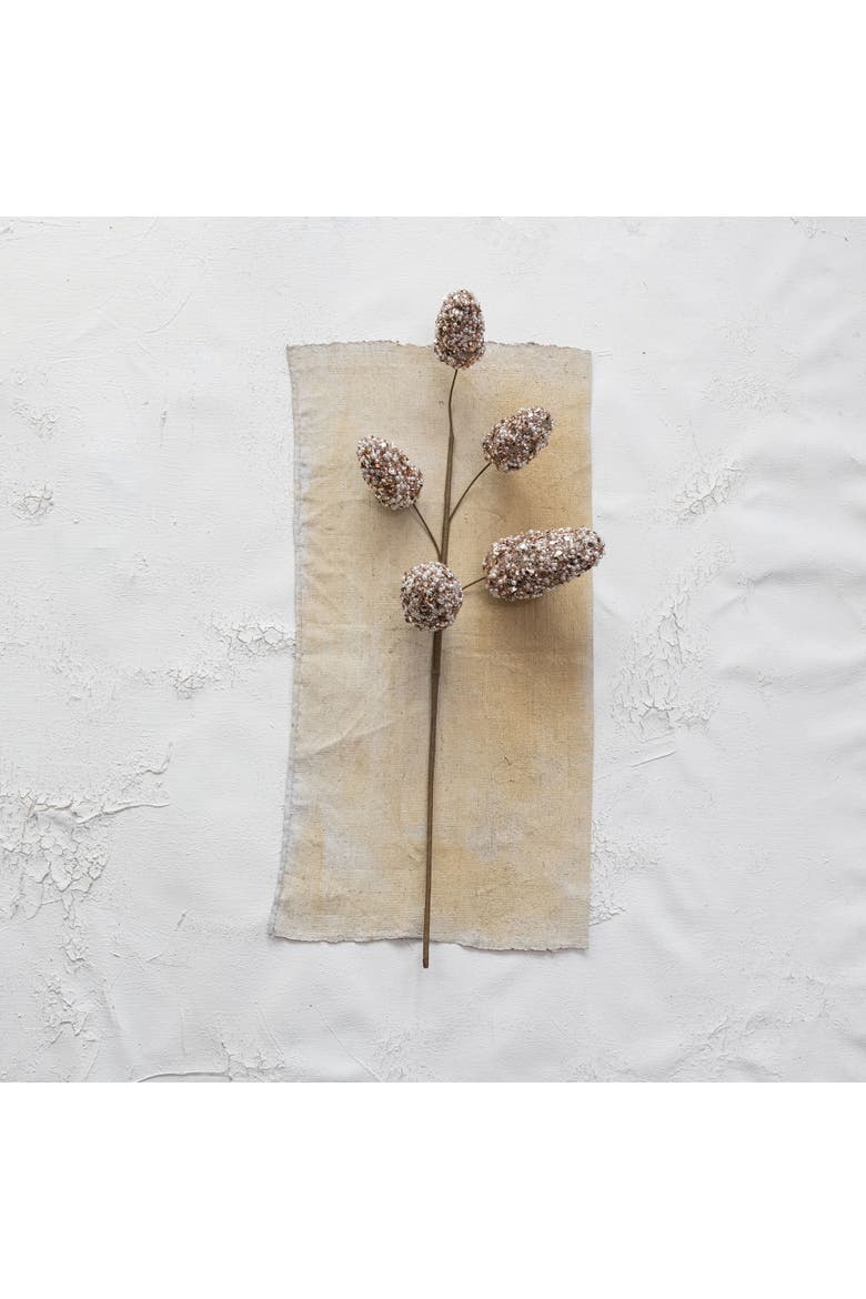 Foam Pinecone Stem with Faux Pearls in Ice Finish, Rose Gold, Alternate, color, Rose Gold