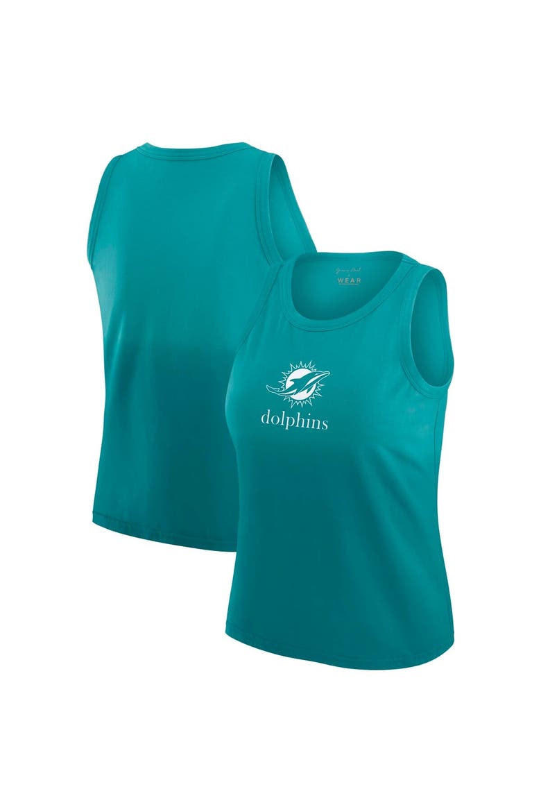 Women's WEAR by Erin Andrews x Gracie Hunt Aqua Miami Dolphins Ombre Tank Top, Main, color, Aqua
