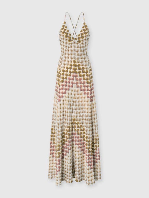 Long Viscose Lamé Dress With Crossed Straps