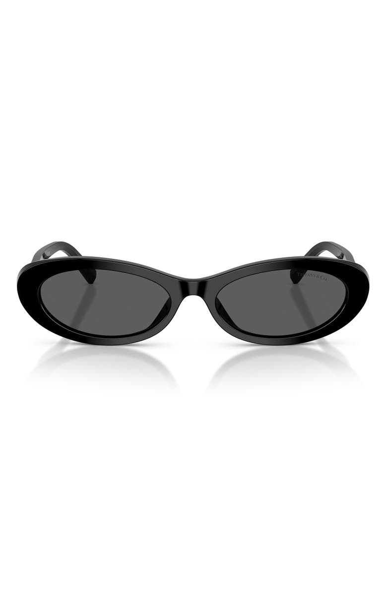 Tiffany & Co. 56mm Oval Sunglasses, Main, color, Black / Dark Grey