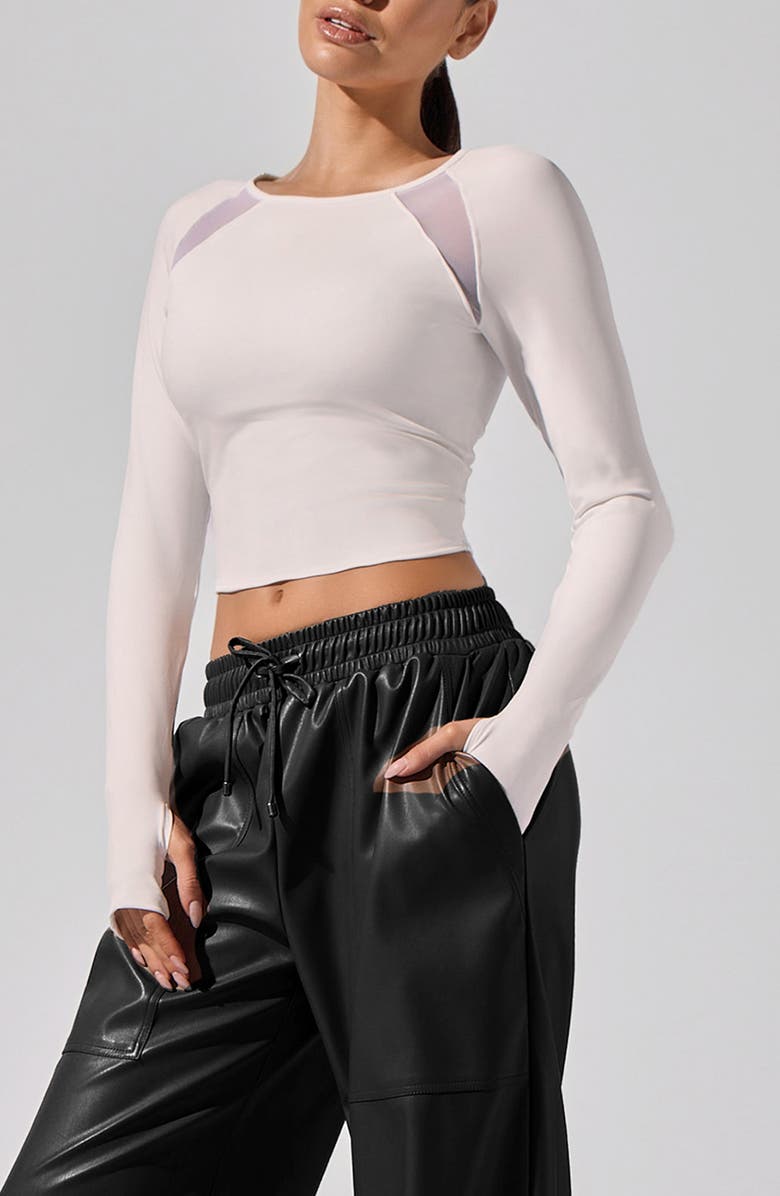 Heroine Sport Alba Mesh Crop Top, Main, color, White