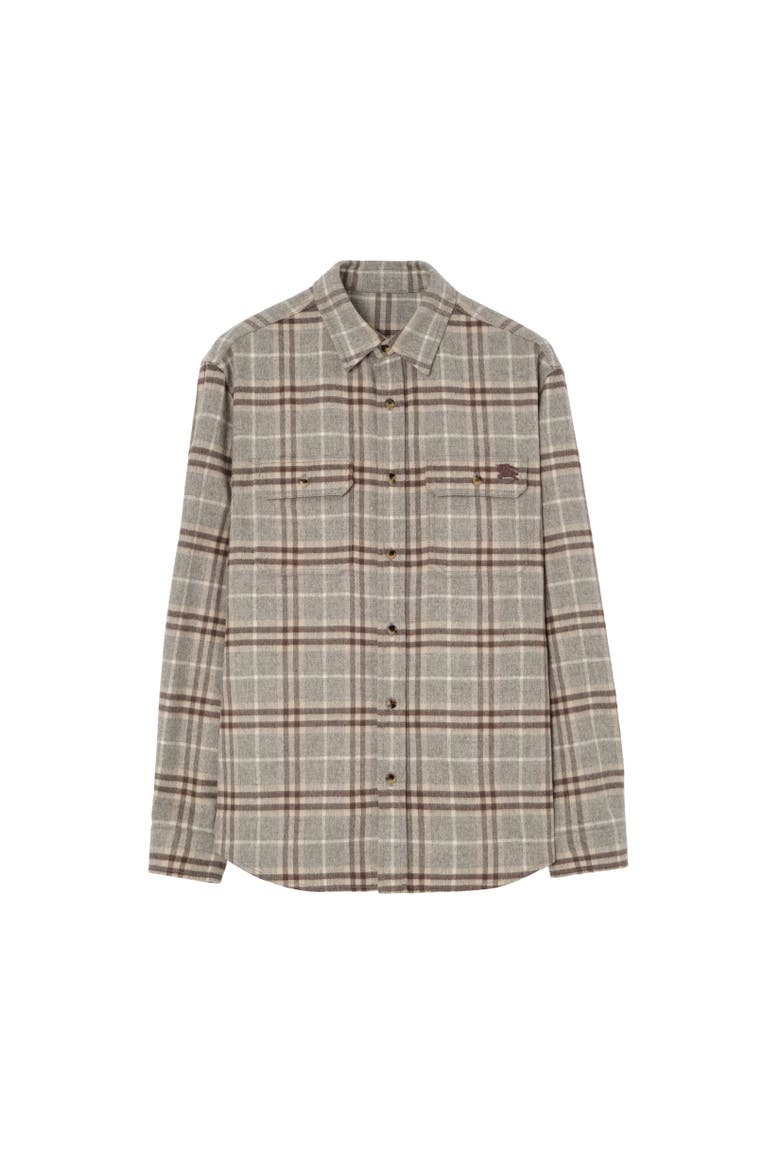 Check Wool Flannel Overshirt, Alternate, color, Dove grey