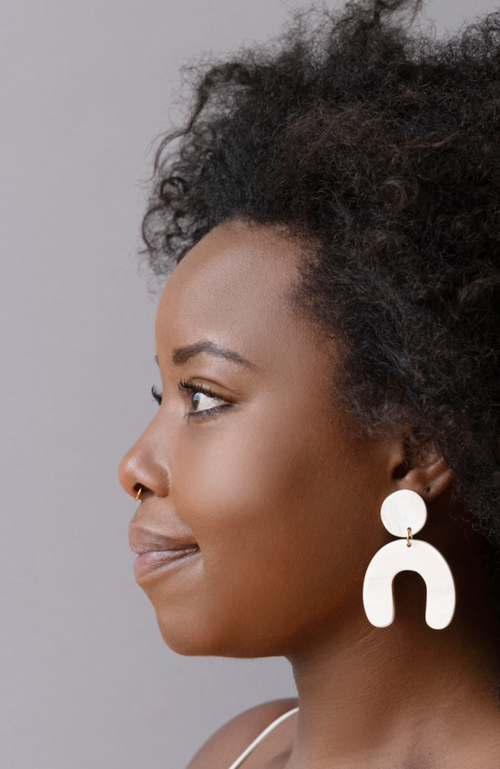 Maadili Collective Arch Earrings In White To Ivory Cattle Horn