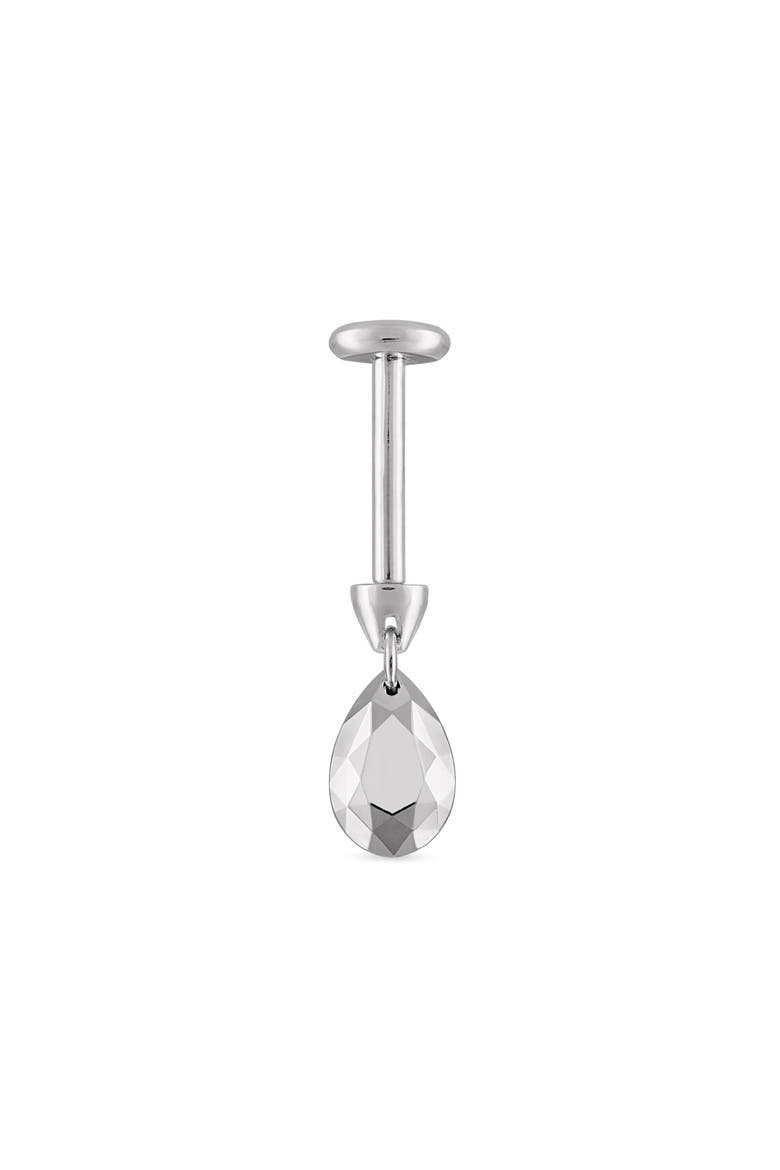 Faceted Pear Single Threaded Stud Earring, Alternate, color, WHITE GOLD