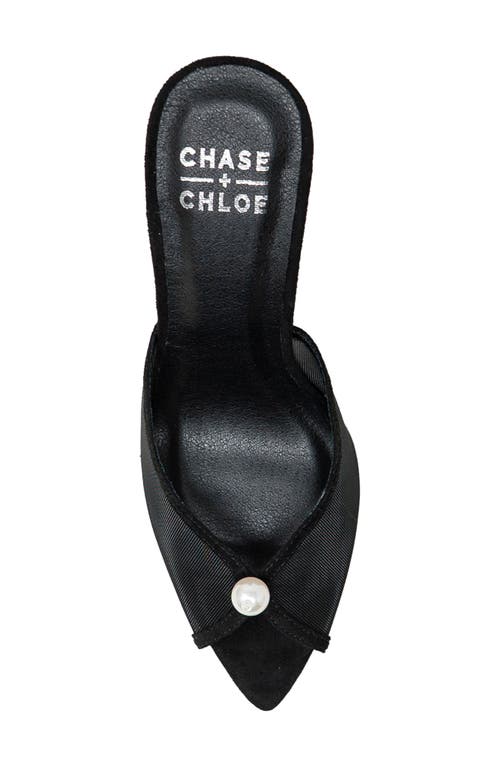 Chase & Chloe Chase And Chloe Halston Faux Pearl Mesh Sandal In Black