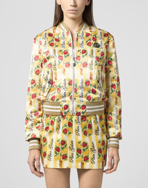 Satin Bomber Jacket Ice Cream Women