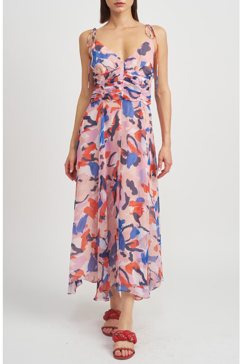 Arlie Abstract Print Midi Dress, Main, color, BLUSH BLUE COMBO