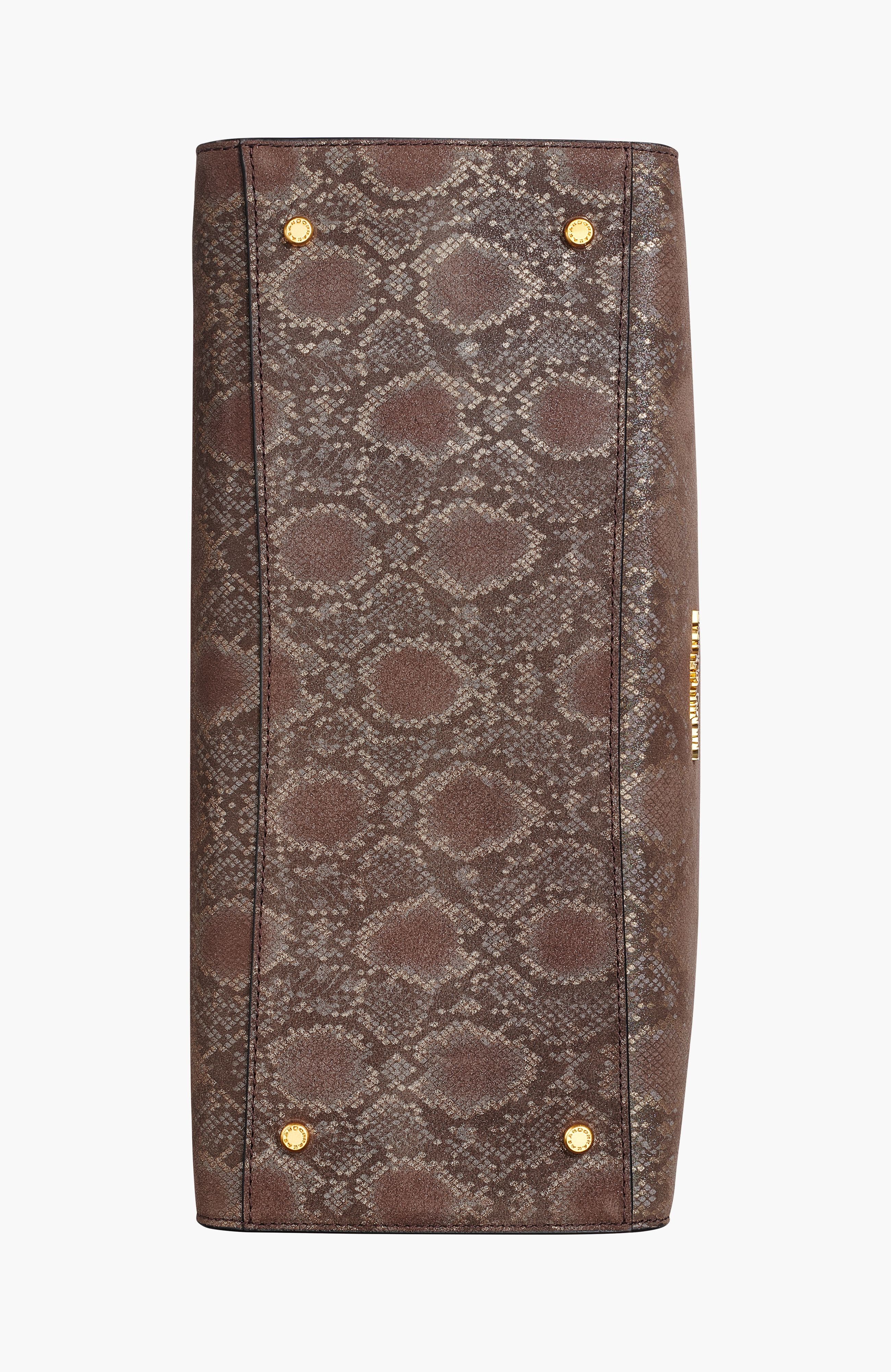 Donna Karan New York Loden Python Suede Satchel, Alternate, color, Brown Multi