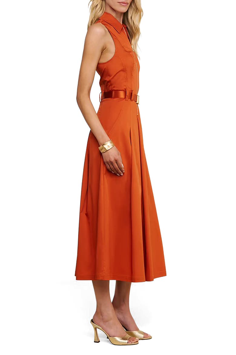 Kolton Sleeveless Zip Front Midi Dress, Alternate, color, SIENNA