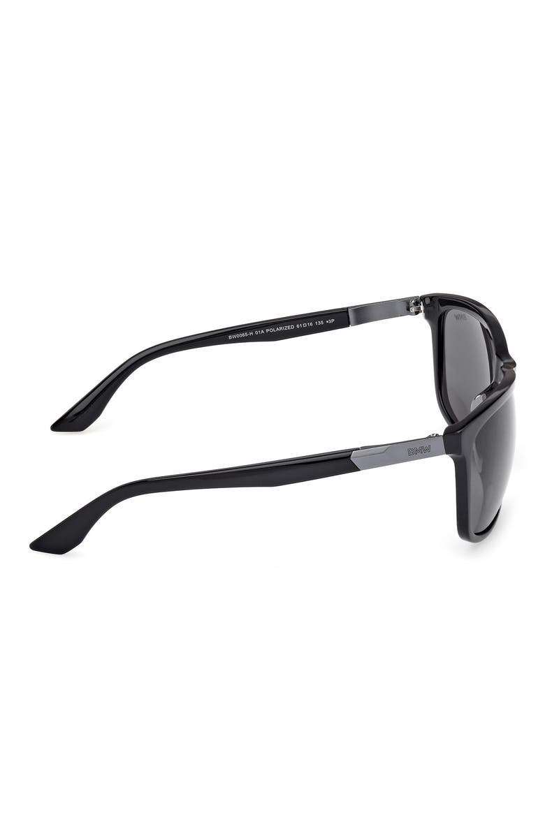 61mm Sunglasses, Alternate, color, SHINY BLACK / SMOKE