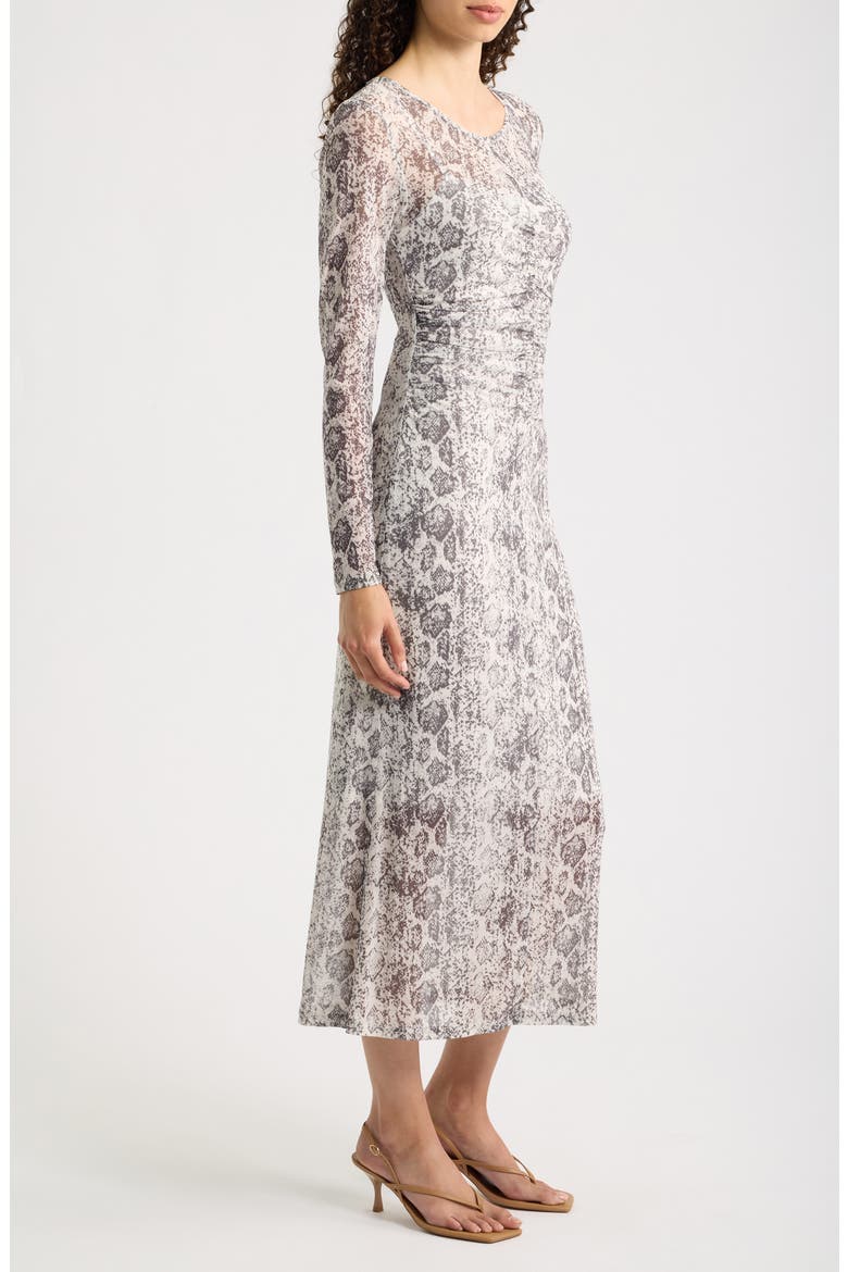 Snakeskin Print Long Sleeve Maxi Dress, Alternate, color, GREY