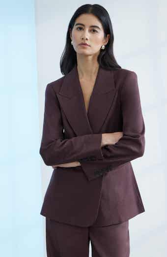 Double-Breasted Linen Blend Blazer