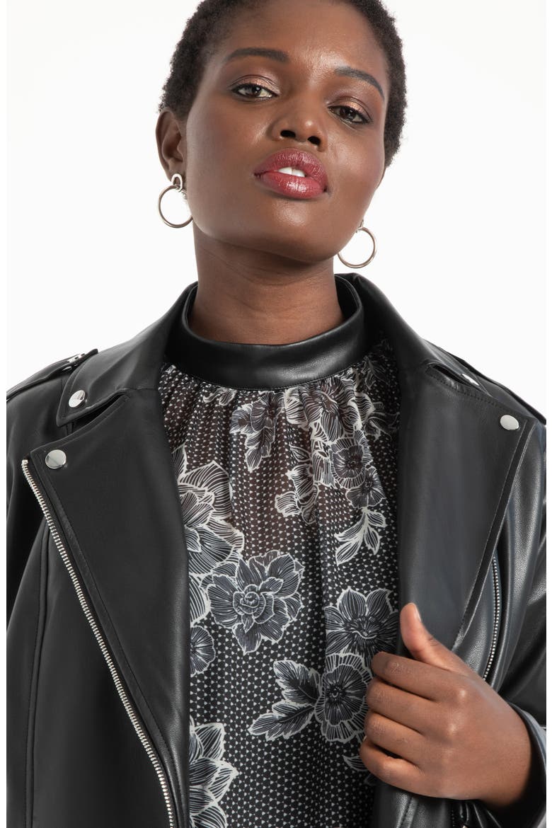 Faux Leather Moto Jacket, Alternate, color, TOTALLY BLACK
