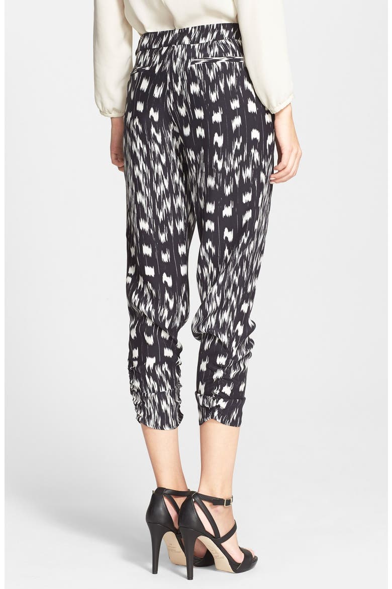 'Devlin' Print Crop Silk Pants, Alternate, color, STRIGA