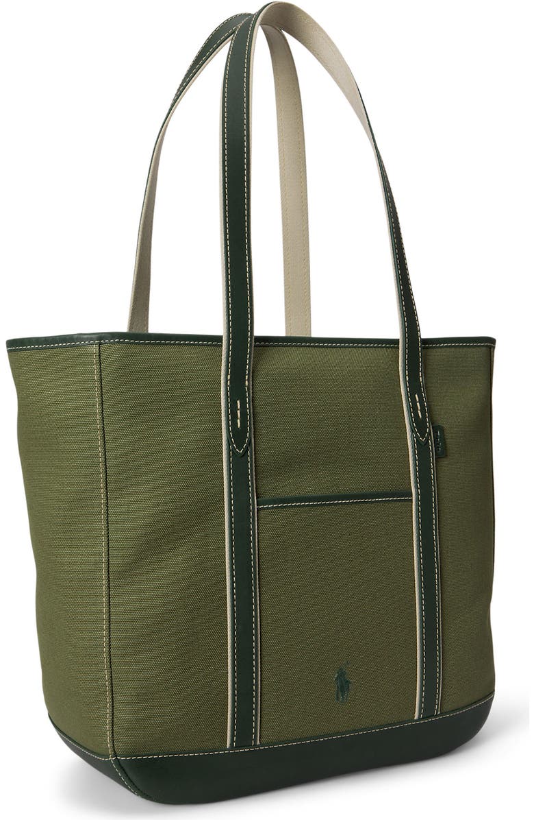 Polo Ralph Lauren Medium Canvas & Leather Tote, Alternate, color, Light Sage/ Olive