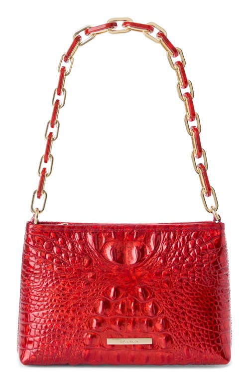 Brahmin Mod Lorelei Croc Embossed Leather Shoulder Bag In Red