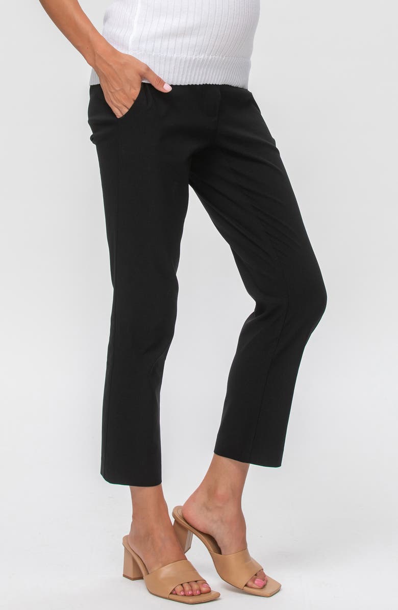 PIETRO BRUNELLI MATERNITY Slim Fit Crop Maternity Pants, Alternate, color, Black