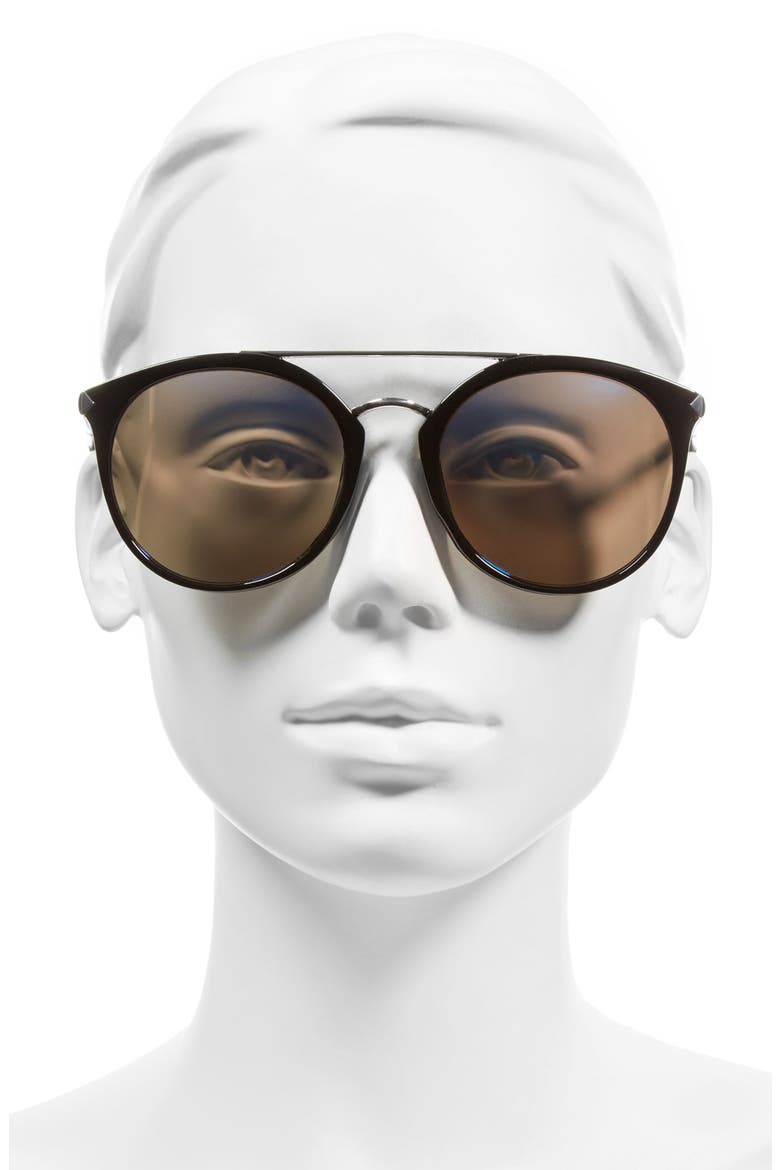 55mm Mirrored Sunglasses, Alternate, color, BLACK/ BLUE
