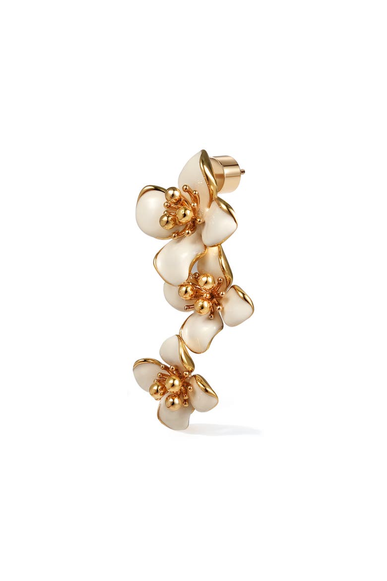 Iris Blossom Earrings, Alternate, color, White & Gold