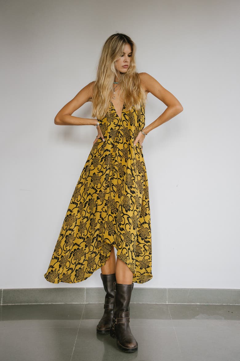 Classic Silk Dress Romeo, Alternate, color, Yellow & Black