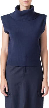 Grey Lab Sleeveless Rib Turtleneck Sweater