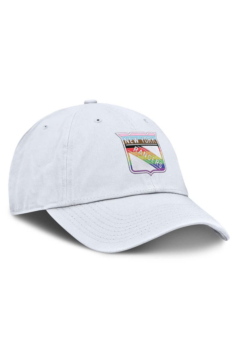 FANATICS Men's Fanatics White New York Rangers PRIDE Adjustable Hat, Alternate, color, White