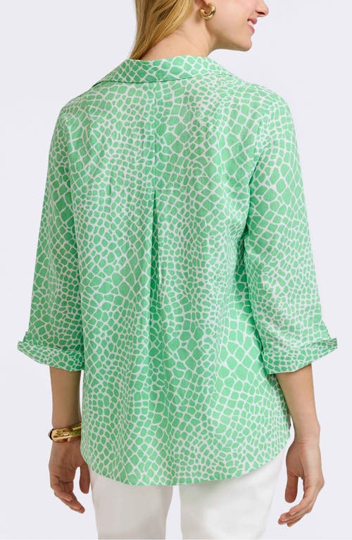 FOXCROFT FOXCROFT AGNES PRINT THREE-QUARTER SLEEVE POPOVER TOP 