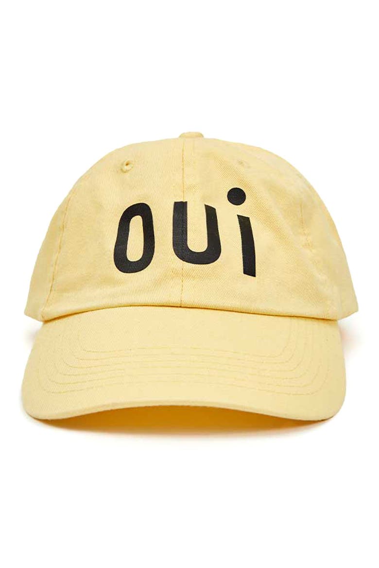 Oui Baseball Cap, Main, color, BUTTER W PRINTED BLACK OUI