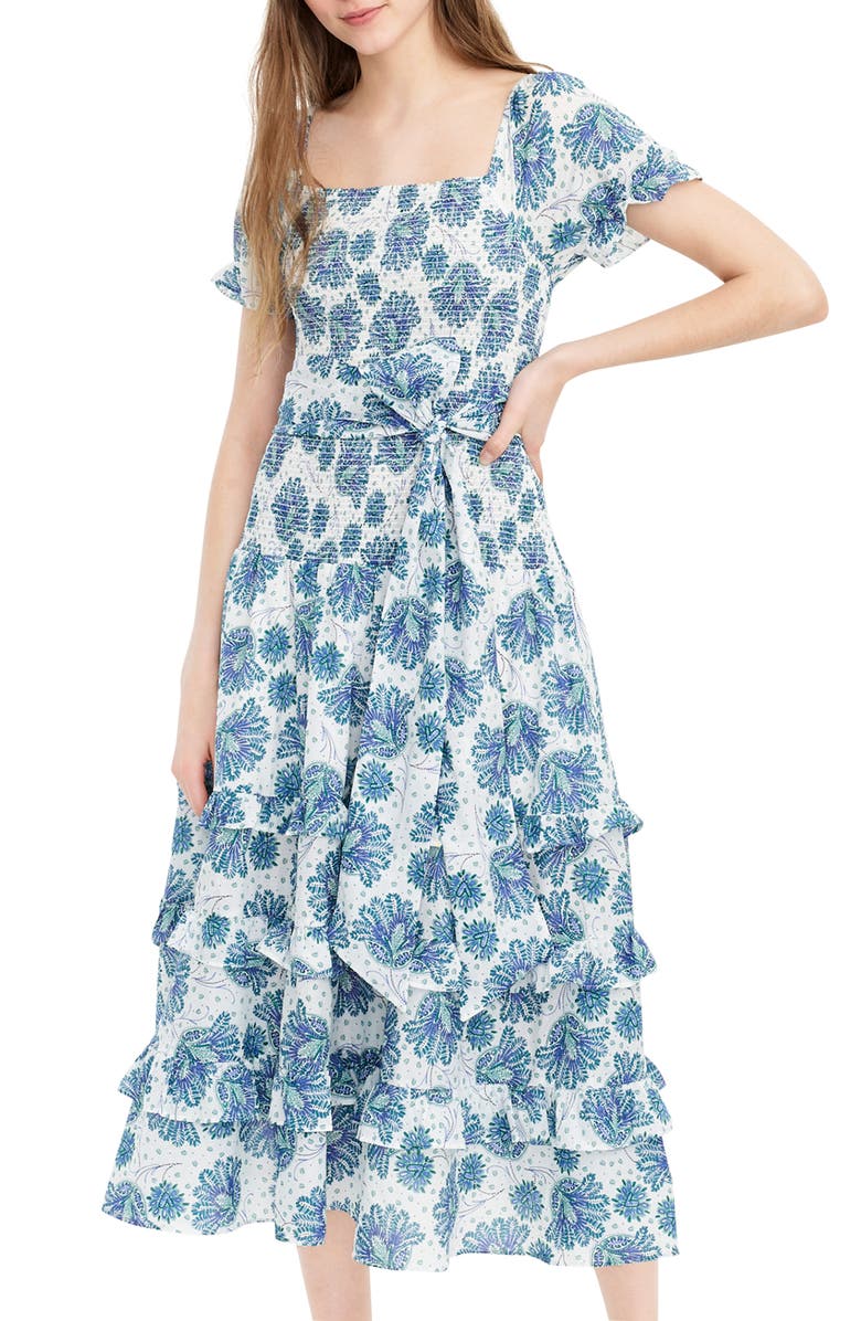 J.Crew Smocked Prairie Midi Dress, Main, color,