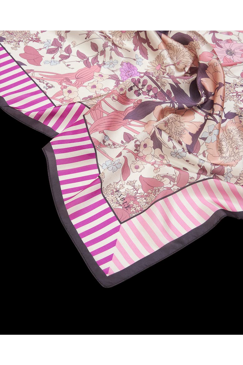 Deco Blooms Candy Stripe Square Scarf, Alternate, color, Pink