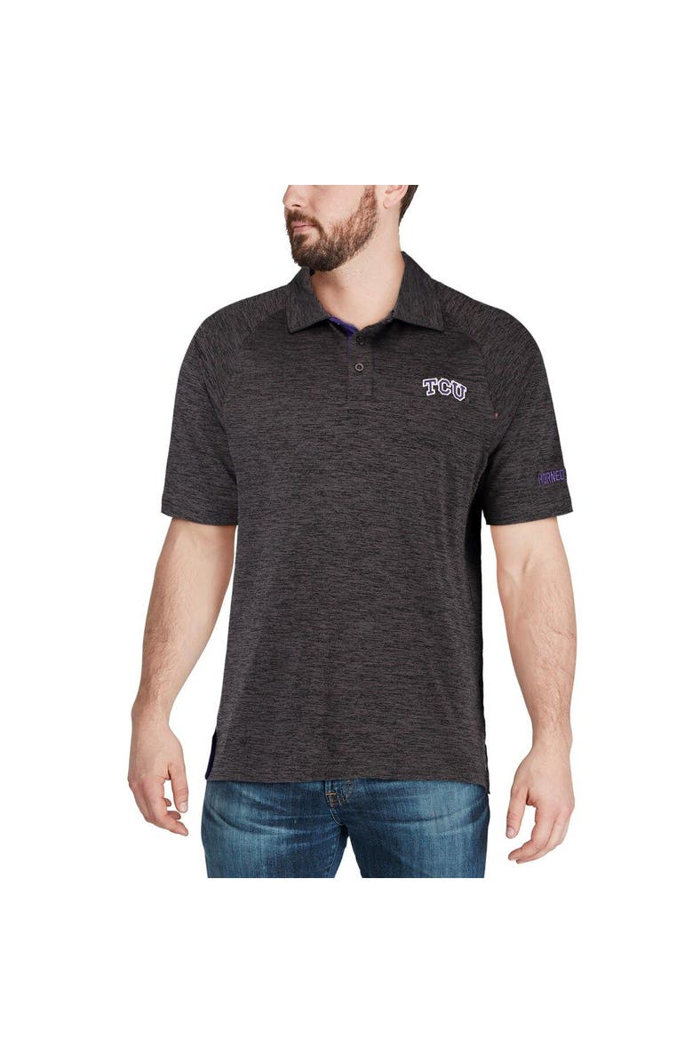 COLOSSEUM Men's Colosseum Black TCU Horned Frogs Down Swing Polo, Alternate, color, Heather Black