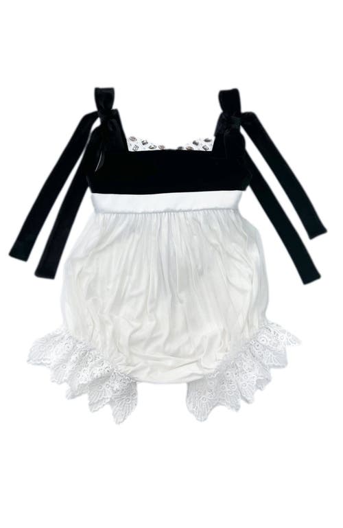 Petite Maison Kids Audrey Velour Tulle Romper in Black And White  product