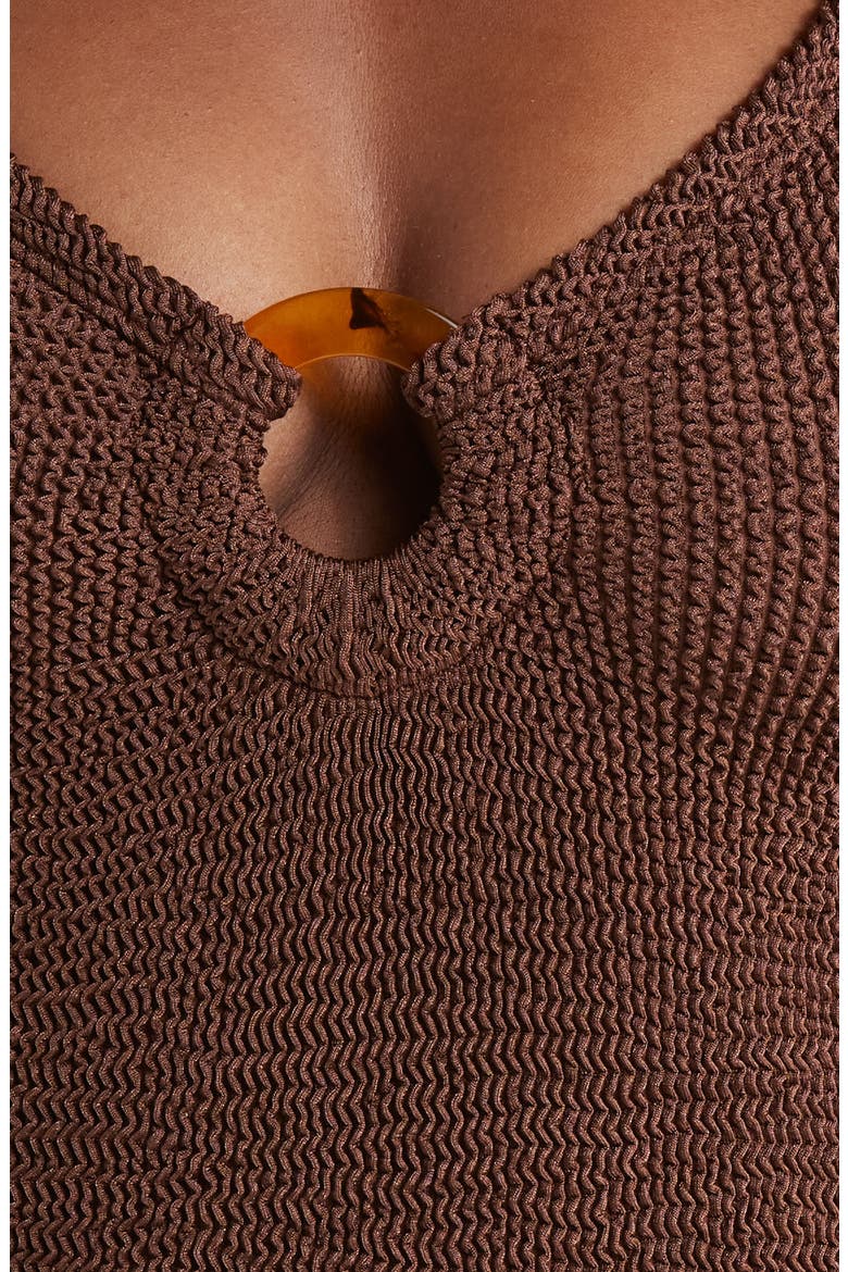 Celine Seersucker One-Piece Swimsuit, Alternate, color, METALLIC CHOCOLATE