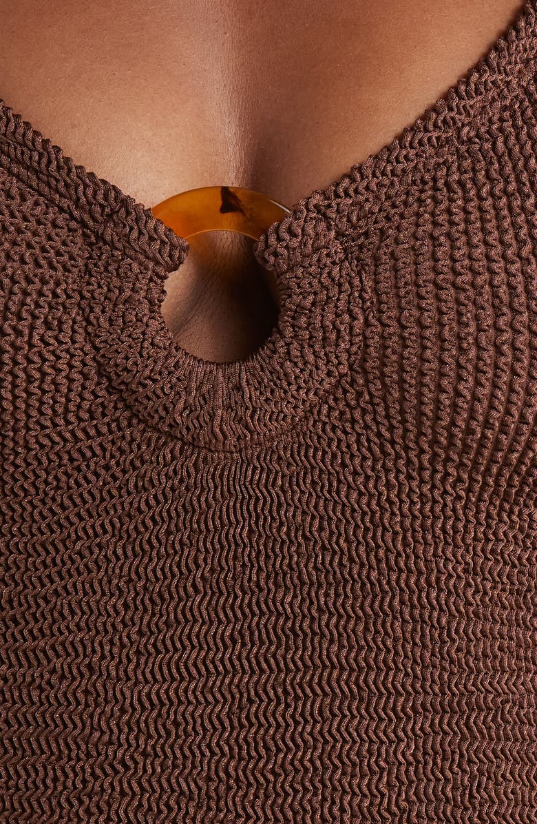 Hunza G Celine Seersucker One-Piece Swimsuit, Alternate, color, Metallic Chocolate