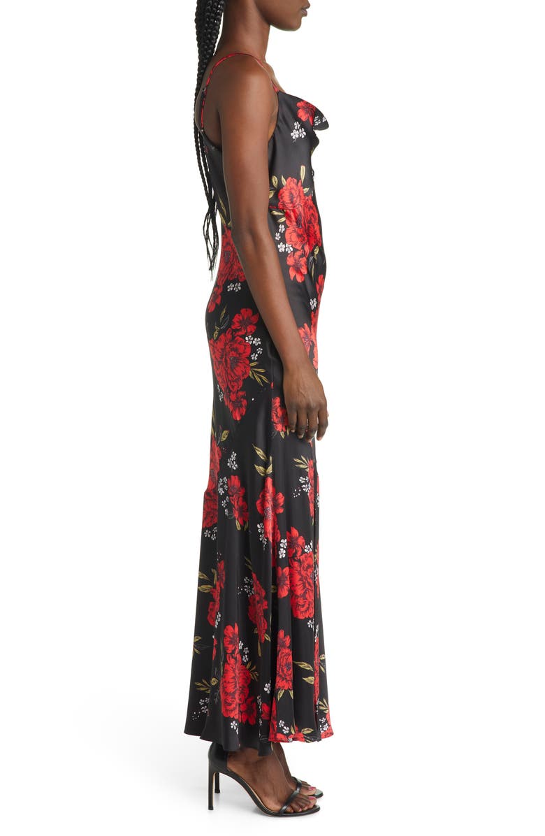 Lulus Extra Sultry Floral Cowl Neck Satin Slipdress, Alternate, color,