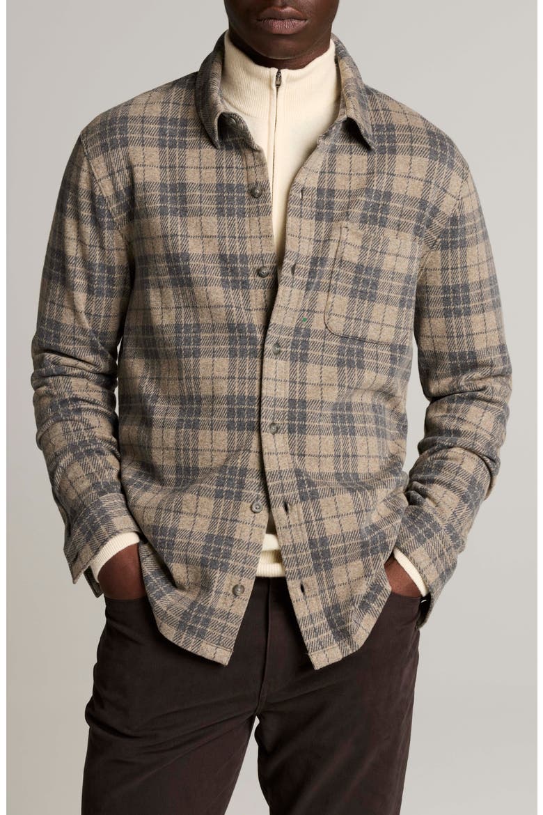 Tartan Plaid Button Down Shirt, Main, color, DARK HEATHER OATMEAL/ AZURE