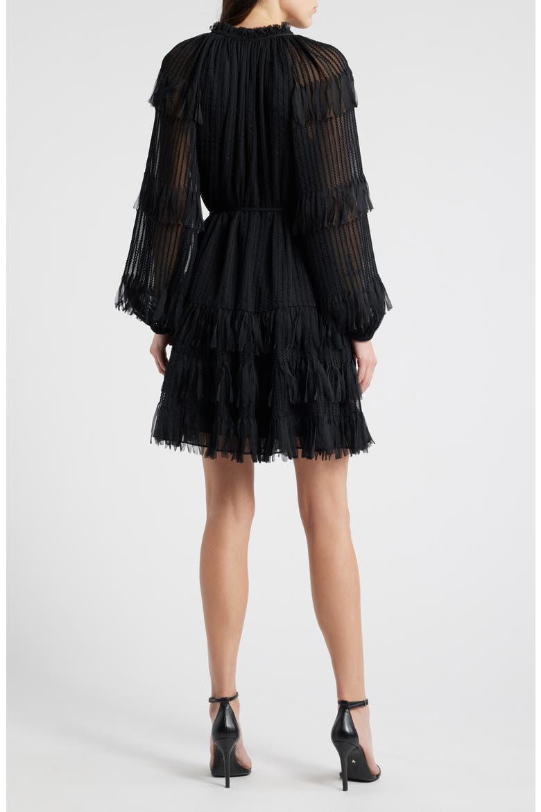 Nora Long Sleeve Chiffon Cocktail Dress, Alternate, color, BLACK