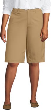Lands' End Plus Size Elastic Back Classic 12" Chino Oxford Stripe Shorts