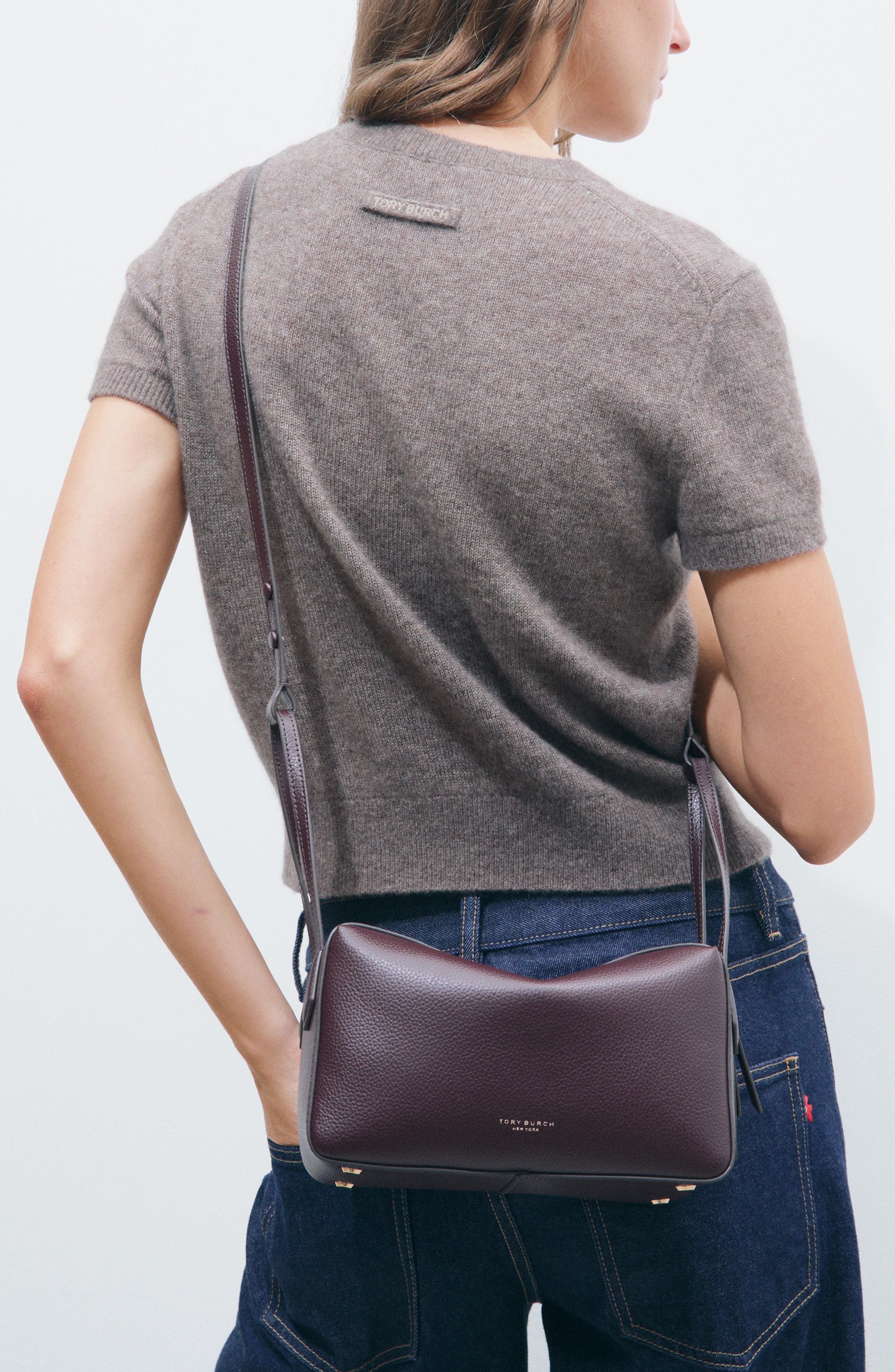 Perry Leather Crossbody Bag, Alternate, color, DARK CARMINE