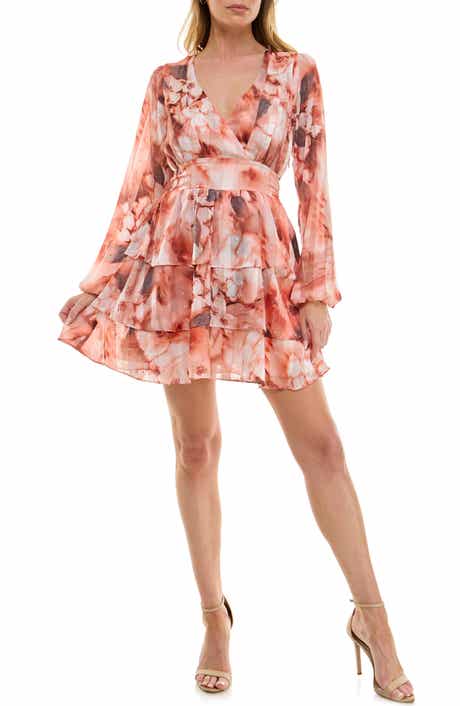 Socialite Long Sleeve Metallic Tiered Minidress