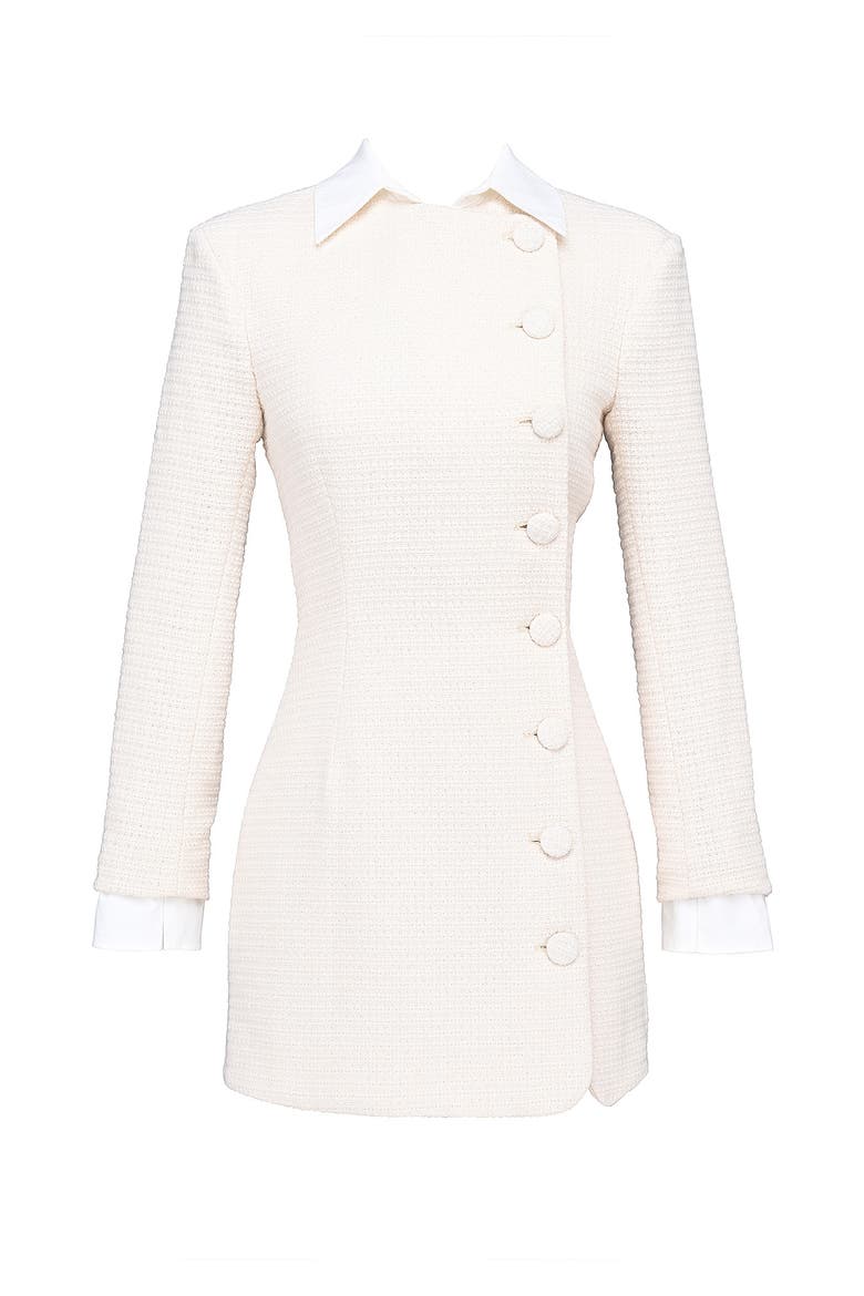 Leoni Houndstooth Long Sleeve Minidress, Alternate, color, VINTAGE CREAM