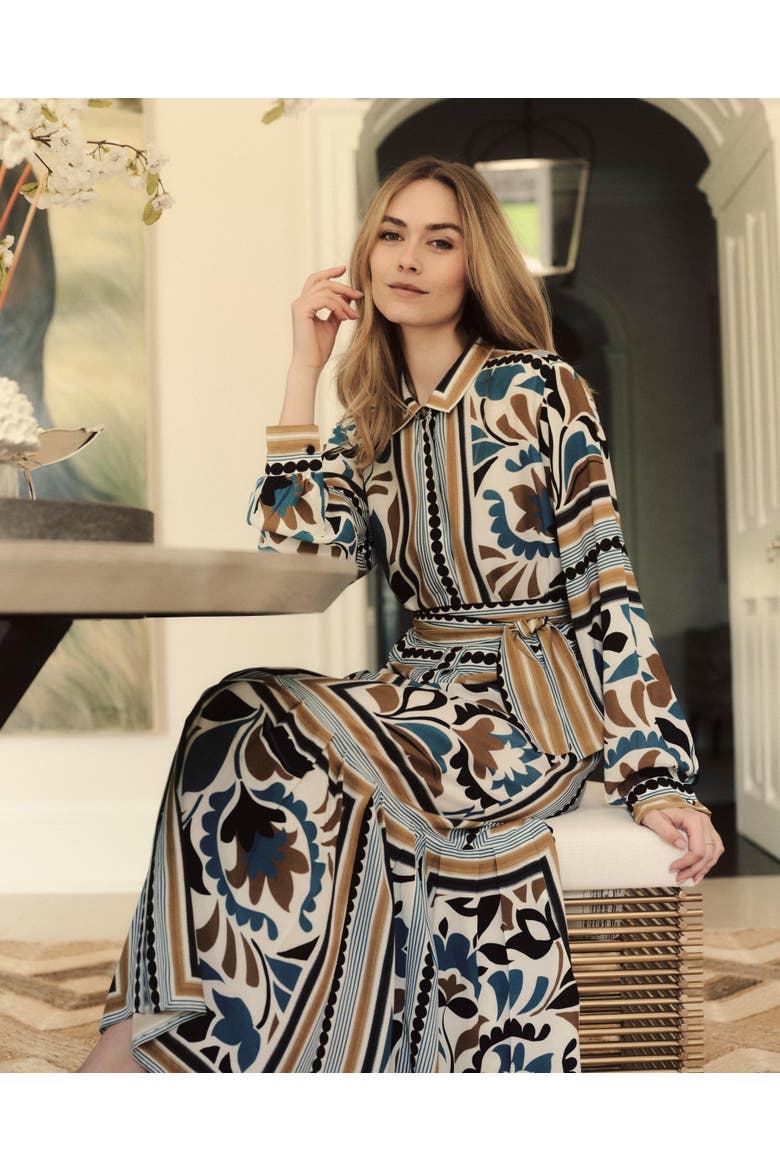 Rowan Printed Midi Shirt Dress, Alternate, color, Stained Glass Floral
