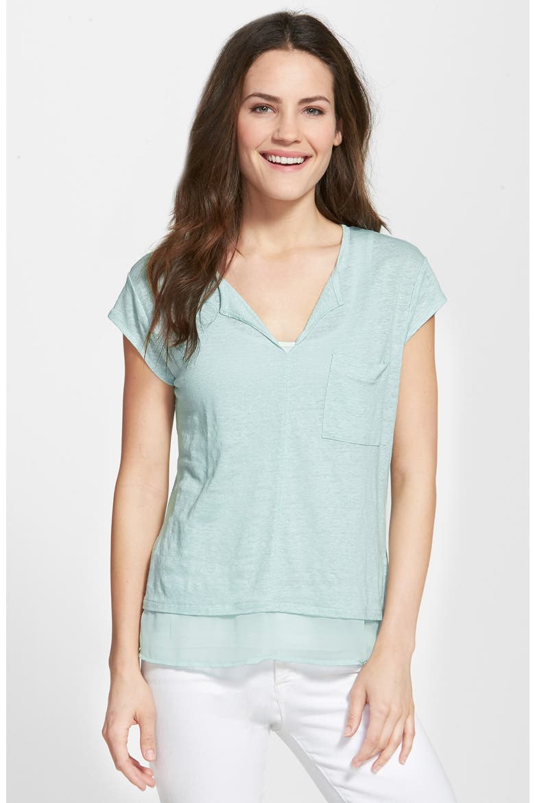 City Mix Layered Look Tee, Main, color, WINTER MINT