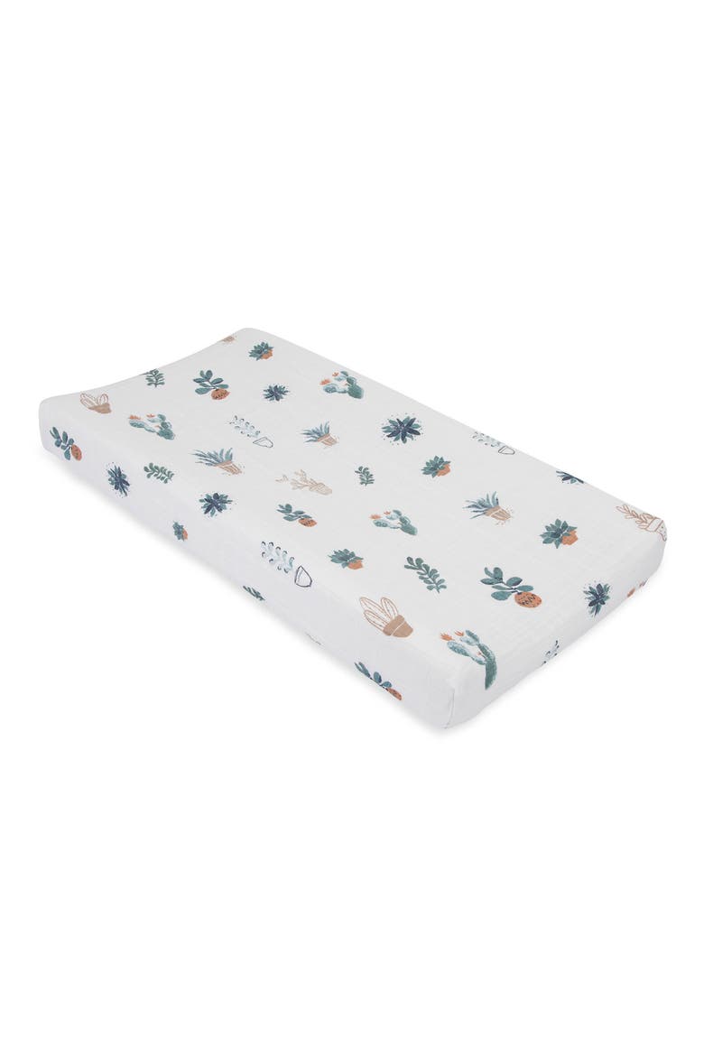 Cotton Muslin Changing Pad Cover, Main, color, PRICKLE POT
