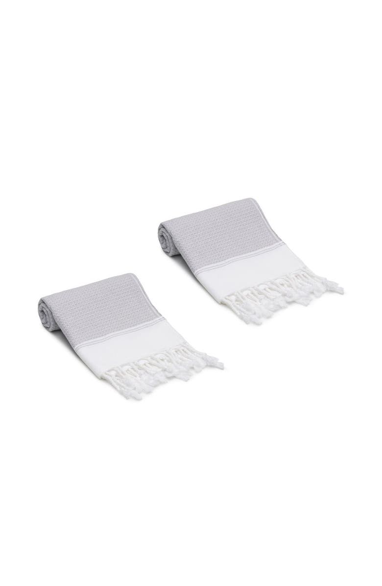 Oliviera Home Pria Turkish Cotton Hand Towels - Set of 2, Main, color, Light Gray